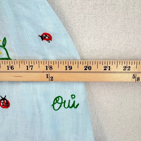 FANM MON X CLARE V Didom Maxi Skirt Womens XS Blue Embroidered Linen Ruffled - Picture 13 of 14